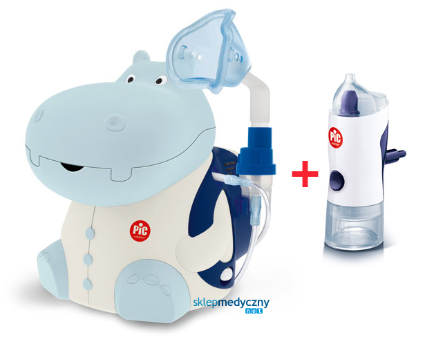 Inhalator dla dzieci PIC Solution Mr HIPPO + nebulizator do zatok PiC Solution Rino Shower